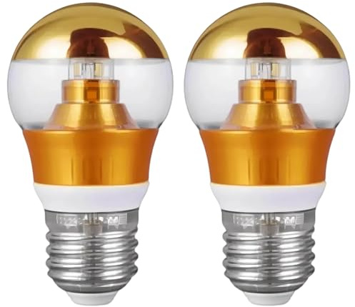 ZFFOZZ Pack of 2 Dimmable Half Chrome Light Bulb, 9W, Anti Glare LED Light Bulbs, E26 Gold Dipped Bulb, for Bathroom, Vanity, Mirror, 6000K Warm White(E27-7W-gold,Cool)