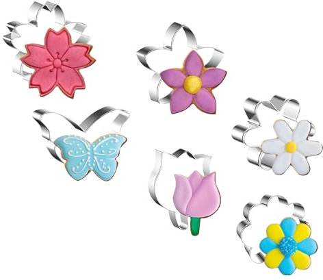 Ausstechformen Blumen, 6 Stück Keksausstecher Set, Blumenausstecher für Kekse, Plätzchen Ausstecher, Ausstechformen für Kuchen, Schokolade, Backen, 6PCS