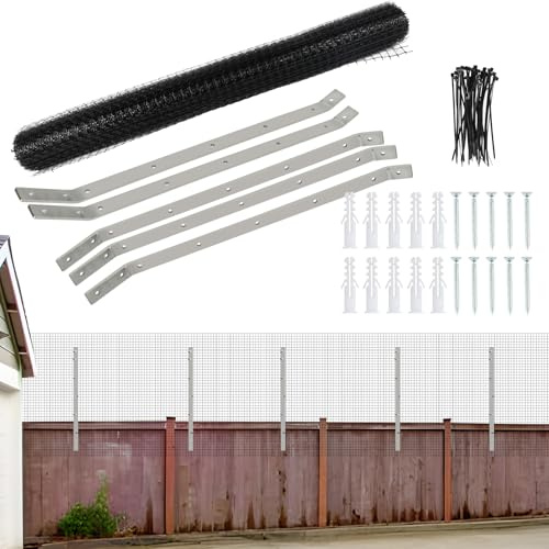 Cat Proof Fence, Rustproof Wall Brackets Catio Enclosure Anti-Climb Barrier, 10m x 67cm Roll Mesh Fence, Cuttable Animal Mesh Fence, Weatherproof Cat Proofing Fence for Outdoor Yard (10M x 67CM)