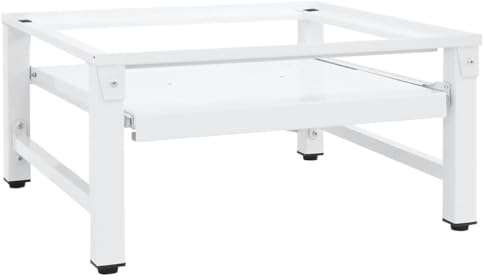 Runheo Base para lavadora de acero blanco con estante extensible de 62 x 60,5 x 32,5 cm, soporta hasta 100 kg, antideslizante con patas de goma, accesorios para lavadora y secadora
