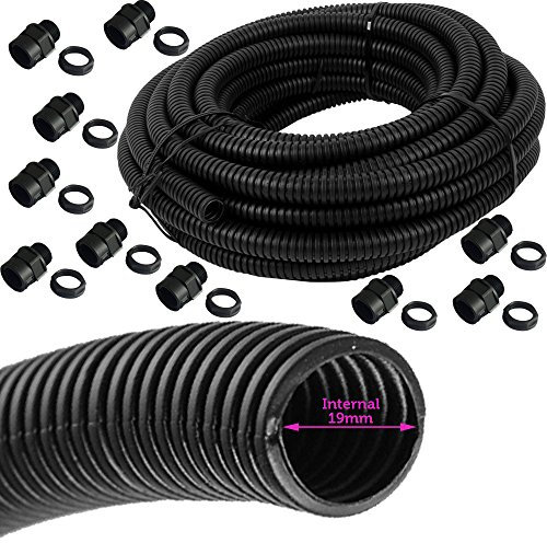 Loops 10m – 25mm Outdoor/External Cable Conduit Ducting | OUTSIDE LED LIGHTS– Waterproof Flexible Enclosure Trunking Tube – Hose Pipe Wire Protection, Suitable for Concrete Burial Installations