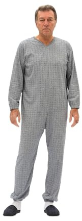 FERRUCCI COMFORT Grenouillère Sanitaire Serenità à Manches Longues avec 1 Fermeture Éclair/Zip Derrière le Dos - Estivale (Bleu Ciel, XL)