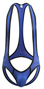 Swbreety Herren Gymnastikanzug, Netzstoff, Wrestling-Body, Body - Blau - X-Large