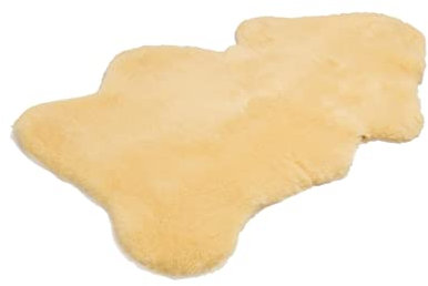 Cakla Lammfell Echt 110-120 cm - Schaffell Echt Groß - Fellteppich - Weich und Flauschig - Fell für Stühle - Lammfell Teppich - 100% Bio - Schafsfelle - Dekofell - Schafsfell Felle - Deko Fell