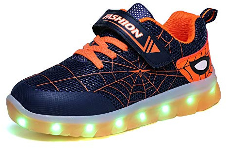 KIMIME PIKL LED Zapatos Verano Ligero Transpirable Impermeable Bajo 7 Colores USB Carga Luminosas Parpadeo Deporte de Zapatillas con Luces Los Mejores Regalos para Niños Niñas Cumpleaños de Navidad