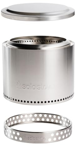 Solo Stove Bonfire Eldstad Essential-Paketet 2.0 | Med Rökfri Eldstad, Stand, Lock, Bärbart Campingtillbehör, Vedeldade eldstäder med avtagbar asklåda, Rostfritt Stål, 49,5 x 44,5 cm
