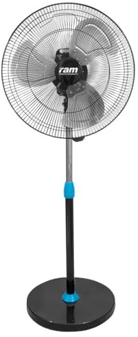 Ram 18Inch Pedestal Oscillating Heavy Duty Metal Fan | Adjustable Tall Free Standing Fan for Bedroom, Home Office, Kitchen & Grow Rooms | High-Velocity Summer Air Circulator