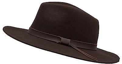 Walker & Hawkes Ranger - Unisex Fedora-Hut aus verformbarem Filz - mit Lederband - Braun - M (58cm)