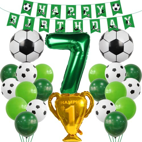 Decoración de cumpleaños de fútbol para niños, globo verde y de helio