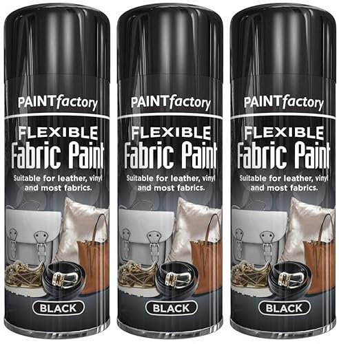 Yorkshire Homeware Flexible Fabric Spray Paint | Suitable for Leather | Vynal Textiles and Most Fabric Black 200Ml (3)