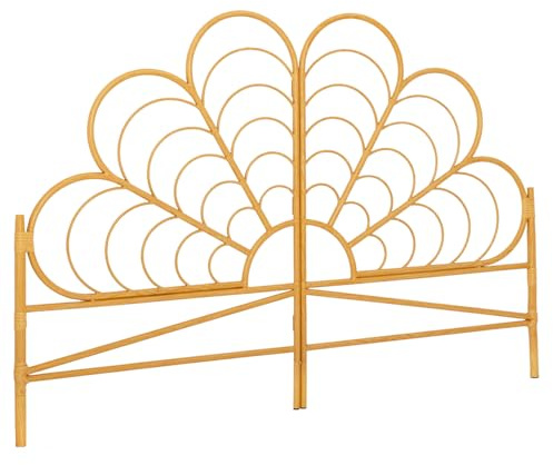 IDMarket - Kopfteil mit Fuß IVY 160 cm Rattan-Effekt in Blumenform