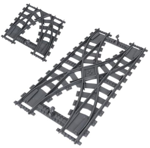 NUOJIAYING City Bausteine Schienen Set, Eisenbahn Erweiterungs Sets City Schienen Zug für Bausteine Geschenke, Zwei-Wege Schienenwechsel-Bausteinzubehör Schienen Zubehör Klemmbausteine