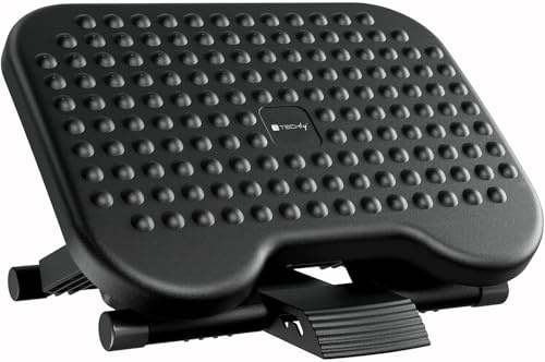 Techly 622007 Poggiapiedi Antiscivolo Regolabile in Altezza e Inclinazione Nero