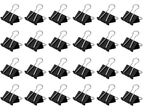 Touosy 24 Pezzi Graffette Ufficio Clip, Grande Cancelleria Ufficio 51MM, Robusti e Riutilizzabili, Doppio FoldBack Clip Raccoglitori Metallici Documenti per Casa Scolastica Forniture (Stile B)