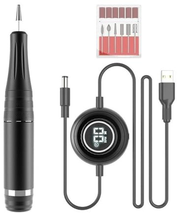 Máquina perforadora de uñas, Pulidora de uñas eléctrica con 6 accesorios, herramienta de manicura USB de alta velocidad de 35000 RPM.(Nero)
