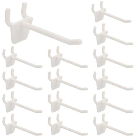PATIKIL Pegboard Hooks 3 Fit 1/4 Pegboard ABS Plastic Milky White 15 Pcs | Peg Board Utility Hook Hanger, Wall Storage Organizer, Suit for Garage/Office/Home/Shop