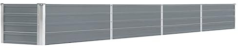 vidaXL Lit Surélevé Pot de Fleurs Bac à Plante Pot de Plante Bac de Fleurs Jardinière Jardin Extérieur 320x40x45 cm Acier Galvanisé Gris