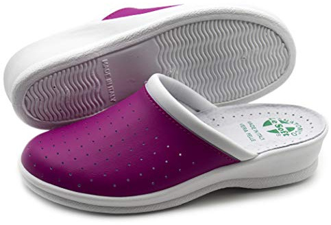 Poligono Hälsoskor för Män och Kvinnor, Stängda Arbetsskor, Hälsosamma Träskor, Bekväma Ortopediska Skor med Anatomisk Sula, Fuchsia för kvinnor, 36