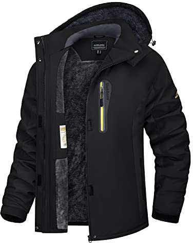 TACVASEN Damen Winterjacke Warm Skijacke mit Fleece Gefüttert Wasserdicht Atmungsaktiv Softshelljacke Outdoor Softshelljacke Schwarz 2XL