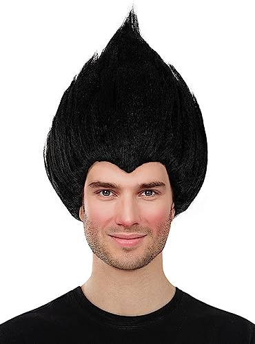 Funidelia | Perücke schwarz Trolls für Herren und Damen Trolls, Film und Serien - Zubehör für Erwachsene, Zubehör für Kostüm - Schwarz