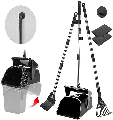 YGNNXRN 3 Pack Hundekotschaufel, 100CM Länge Griff Pooper Scooper Dreheimer, Rechen und Spaten mit 20 Abfallbeuteln & Haken Tragbarer Poop Scooper ohne Bücken für große mittlere kleine Hunde