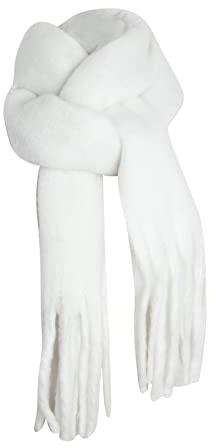 Stafeny Écharpe épaisse chaude pour femme - Écharpe classique et quotidienne pour femme - Tricot fin - Pour l'hiver - Chaud - En mousseline (Blanc)