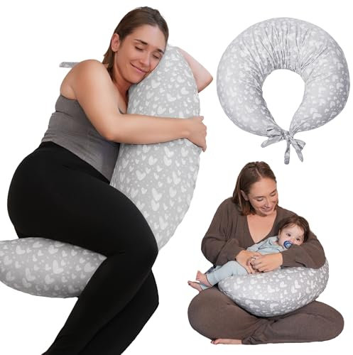 DancesCat Einstellbar XXL Stillkissen,Vielseitig Übergröße Lagerungskissen,Schwangerschaftskissen für Baby und Erwachsene,Seitenschläferkissen mit Waschbarem Samt Bezug,Babynestchen Neugeborene