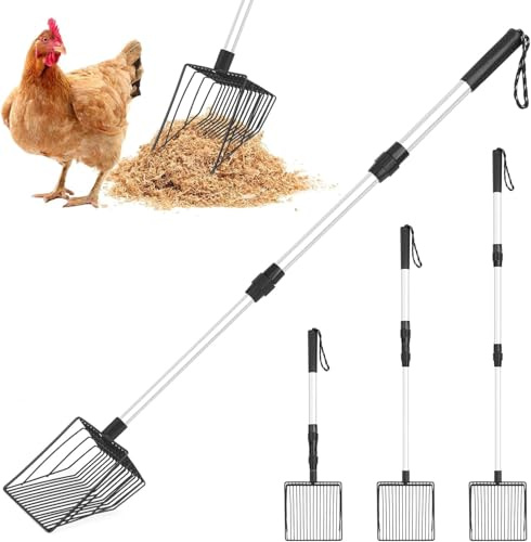 1pcs Hühnerstall Zubehör Chicken Poop Scooper einstellbare Hühnerschaufel für die Reinigung Siebschaufel für Hühnerstall Trennung von KOT und Schutt von Sand Hühnerstreu Schaufel Zubehör