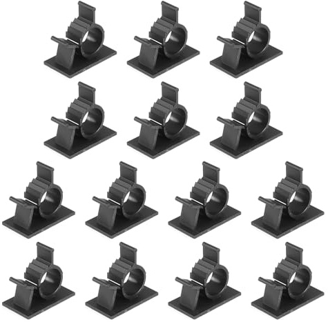 PATIKIL Abrazaderas de Cable de Nylon Adhesivas de 10-13MM, 14 Piezas Clips de Gestión de Cables Soporte de Pared Organizador de Cables Ajustable para Pared Oficina Hogar, Negro