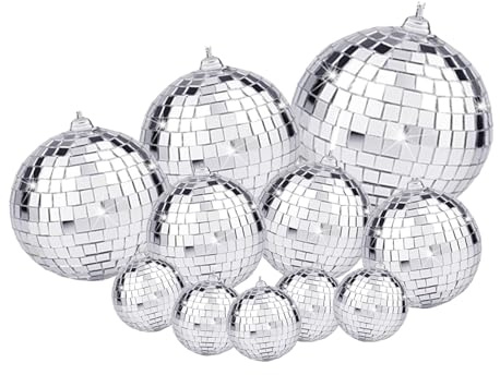 Lot de 11 boules disco à facettes argentées pour décoration de mariage, sapin de Noël, fête