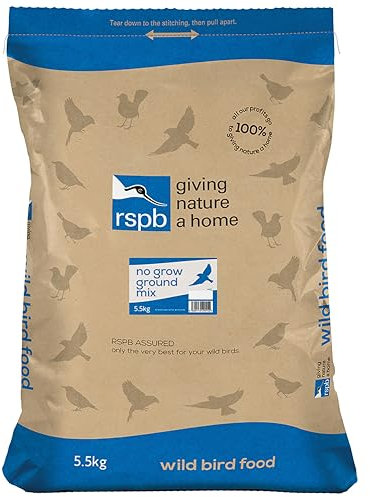 RSPB - No Grow Bird Seed Mix for Wild Birds, Nutritious Wild Bird Food for Small Birds with Sunflower Hearts and Rolled Oats, Made in the UK, Suitable for Year-Round Feeding (5.5kg)
