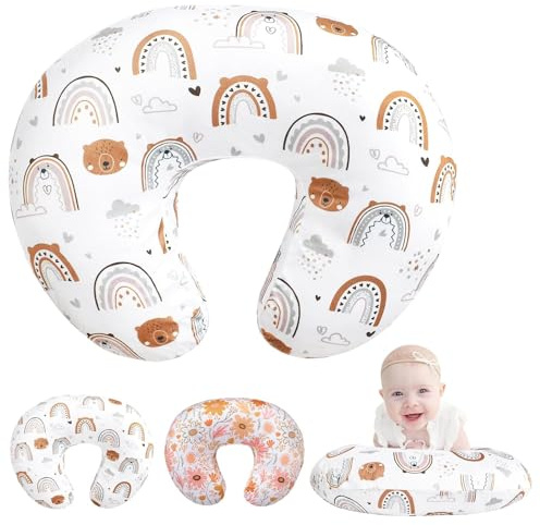 Funda de almohada de lactancia para bebé, funda de almohada extraíble para bebés, funda de cojín para recién nacidos, funda de cojín para niñas y niños, 69 x 52 cm (blanco)