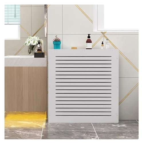 Qulamrdk Couvercle de Radiateur Housse de Radiateur Salon Salle Cache Radiateur MDF Laqué Blanc Lattes Gril Convient pour Le Salon Et La Salle de Bain(100x80x20cm)