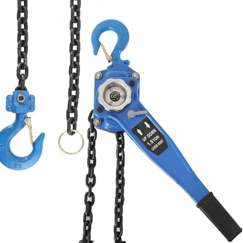 ECUTEE 1,5T Paranco a Leva Manuale Catena in Acciaio al Manganese G80 Altezza di Sollevamento 3M, Paranco a Catena Manuale 1500 KG per Sollevamento di Carichi Pesanti, Rotazione a 360° Gancio