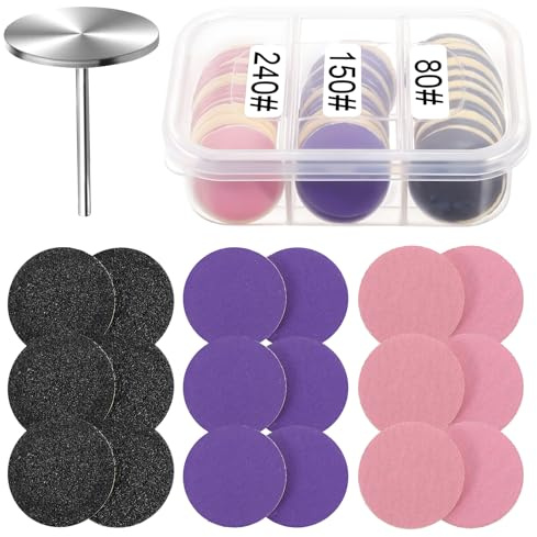 80 pcs Sanding Paper Discs with Metal Nail Drill Bit 25mm Pedicure Disc Foot Drill Replacement Sanding Discs for Nail Drilling Bit, Pedicure Tools, Foot Files (#80#150#240 Grit)