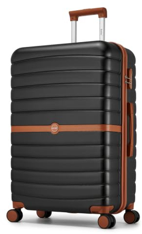 Kono Large Hard Shell Suitcase, Lightweight ABS+PC Checked Luggage, Black | 28 Inch 94L Spacious Trolley Case with Silent 360° Spinner Wheels & Combination Lock, Ideal for Long Haul & Family Holidays
