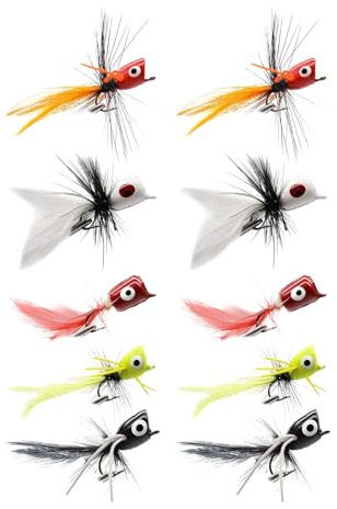 10 cebos secos para pesca con mosca | Ganchos realistas para superficies submarinas para truchas salmones en ríos, estanques, lagos, aguas planas, exteriores