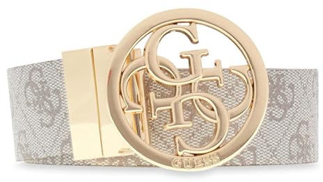 GUESS cinturón Noelle Nolana Belt W105 Dark Taupe Logo marrón topo recortable reversible