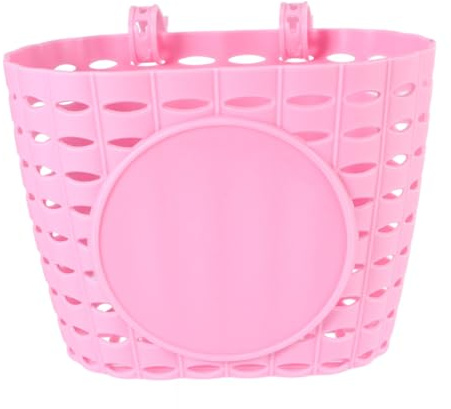ROMISBABA Cesta de Bicicleta Infantil Rosa Resistente al Agua y Arañazos Cesta Desmontable de Plástico Duradero para Manillar Almacenamiento Práctico para Bici Niña Fácil de Colocar sin