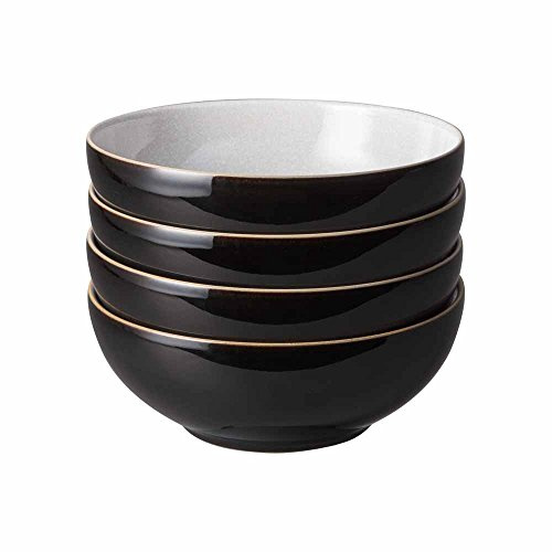 Denby Elements 4 Piece Cereal Bowl Set, Black