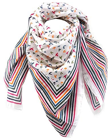 TigerTie Halstuch in orange pink petrol grün schwarz weiss gemustert - Gr. 100 x 100 cm