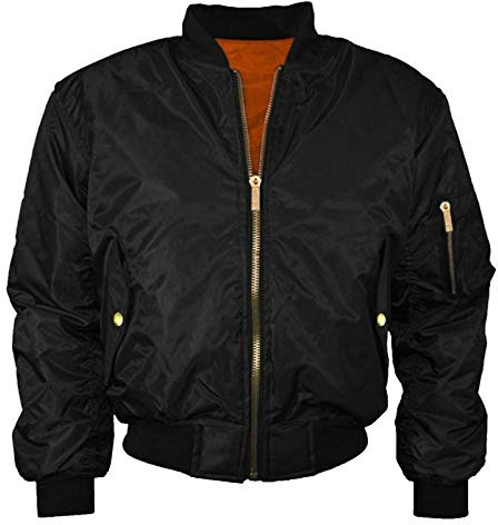 LE11 Men’s Army Pilot Biker Bomber Jacket – Military Security Doorman Flight Outdoor Casual Warm Thickened Winter Vintage Cargo Pockets Long Sleeve Zip-Up Pocket Harrington Coat (Black, Large)