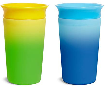Munchkin Miracle 360 Cups| Colour Changing Toddler Cup| BPA Free Baby & Toddler Sippy Cup| Non Spill Cup| Baby Cup| Leakproof Childrens Cups|12+ Months| 9oz/266 ml| 2 Pack| Yellow&Blue