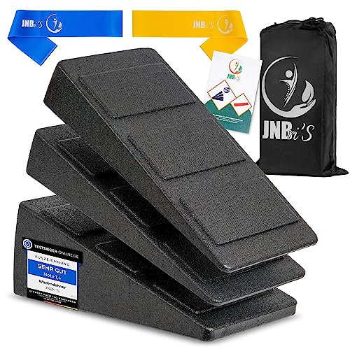 JNBriS Wadendehner- Set: Anti-Rutsch Knieretter [Achillessehne, Knie-Schmerzen...] Inkl. Trainingsplan, Fitnessbänder, Beinstrecker zum Dehnen für Zuhause Fitness Sport, Yoga+ gym und Fußball Training