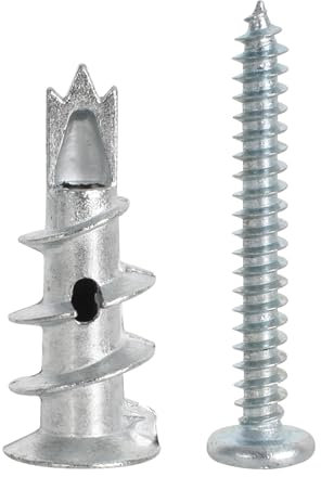 50 Stück Gipskartondübel Rigipsdübel mit Linsenkopfschraube, Selbstbohrend Trockenbaudübel Metall Hohlraumdübeln für Gipskartonplatten, Schraubdübel Rigips Dübel Metall für Gipskarton Gipsfaserplatten