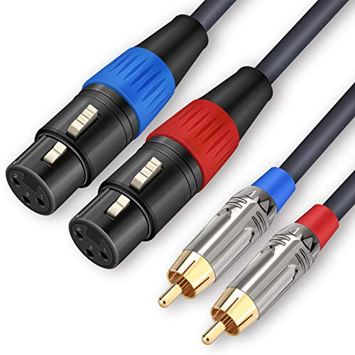 JOLGOO Dual-XLR-auf-RCA-Kabel, Dual-XLR-Buchse auf Dual-RCA-Stecker, 2 XLR-Buchsen auf 2 RCA-Stecker, HiFi-Audiokabel, 4N OFC-Draht, für Verstärker-Mixer-Mikrofon, 15,3 m