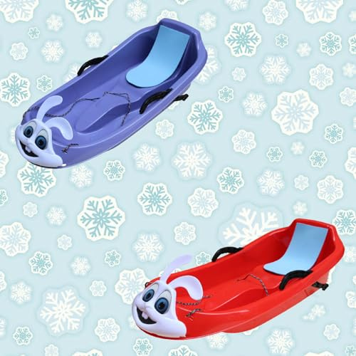 Children's Sled, Sled with Backrest, Sled with 2 Handles and Drawstring, Thicker Winter Sled
