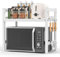 Glovios Erweiterbares Mikrowellen Regal Stehend Mikrowellenregal für Küche Organizer Mikrowellenständer Küchenregal Arbeitsplatte Bäckerregal Mikrowellenhalter mit 6 Haken (Weiß)