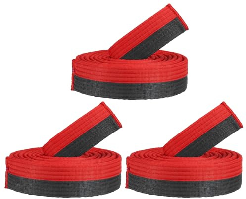 PATIKIL Taekwondo färgat rankningsbälte, 3-pack 4 cm x 9 fot 2,8 m polyester kampsport judo karate bälten för tränarundervisning, röd och svart