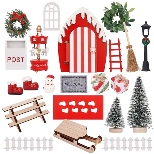 Yomisee 21 st tomte dörr tillbehör set mini komplett juldekoration